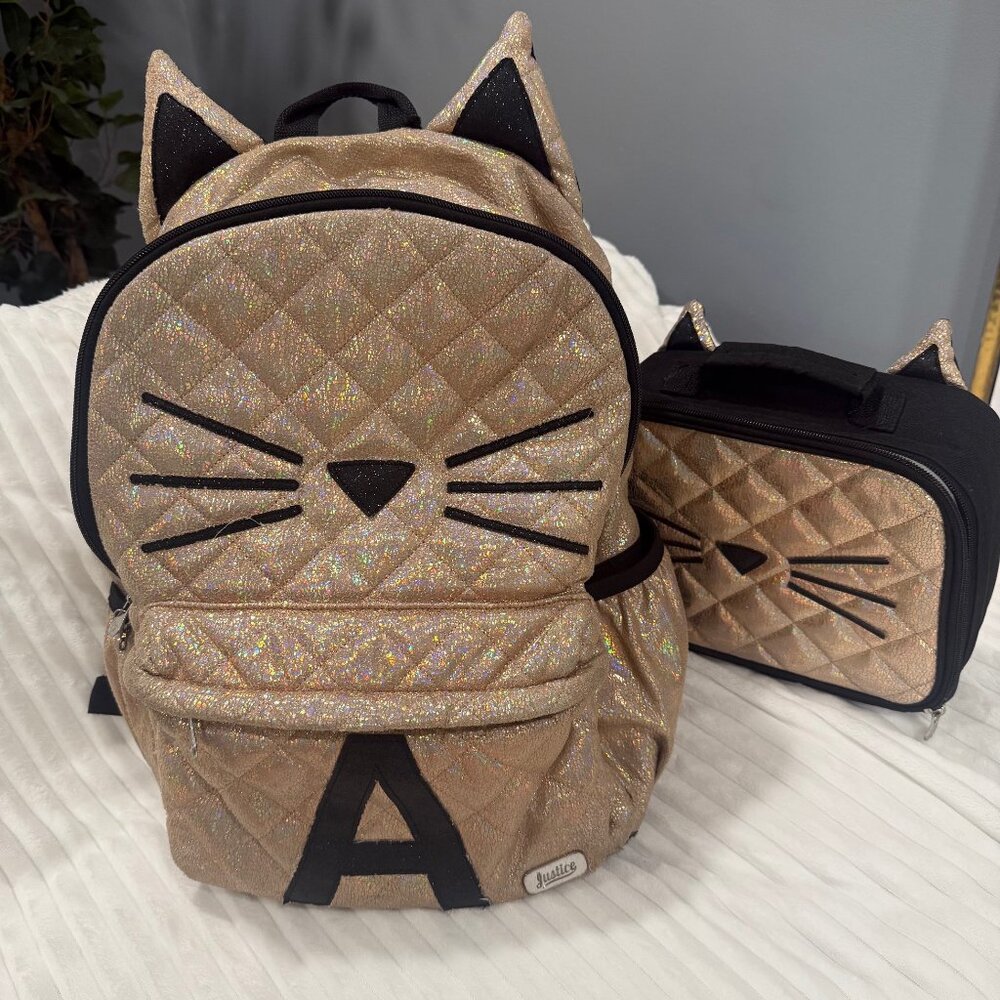Justice 16“ Backpack Initial A and Lunch Box